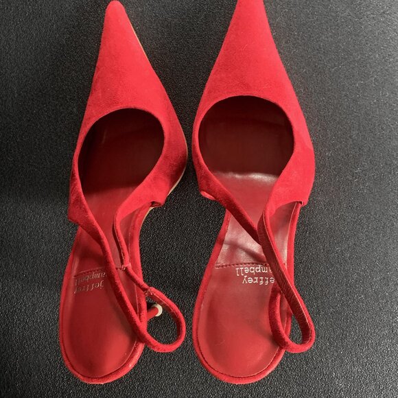 Jeffrey Campbell Womens "You-Wish" Red Suede Slingback Pointed Toe Pumps Size: 9 - Picture 5 of 8